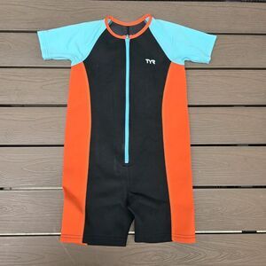 TYR Boys Girls Thermal Swim Suit Zip up Blue Orange Black  Size 7/8 New Sample